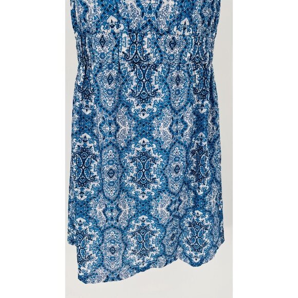 JADE Melody Tam Sleeveless Dress Blue White Paisley Size Small Lined - Picture 3 of 13